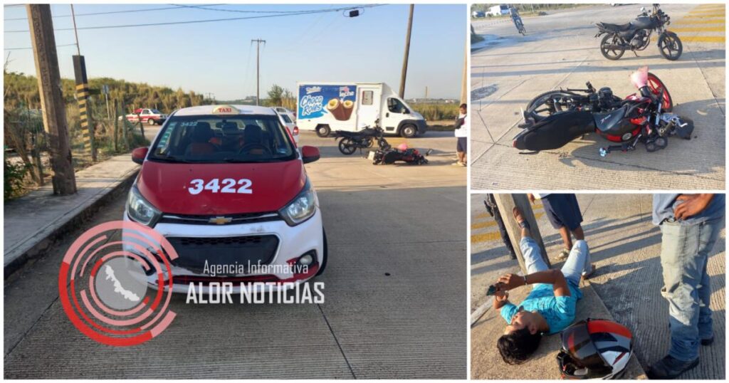 Taxi derriba a motociclista en la carretera a Las Barrillas en Coatzacoalcos (+Video). Taxi derriba a motociclista en la carretera a Las Barrillas en Coatzacoalcos (+Video).