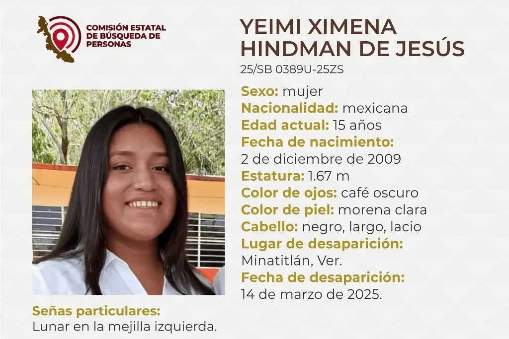 Menor de edad desaparece en Minatitlán, Veracruz; estas son sus características. Menor de edad desaparece en Minatitlán, Veracruz; estas son sus características.
