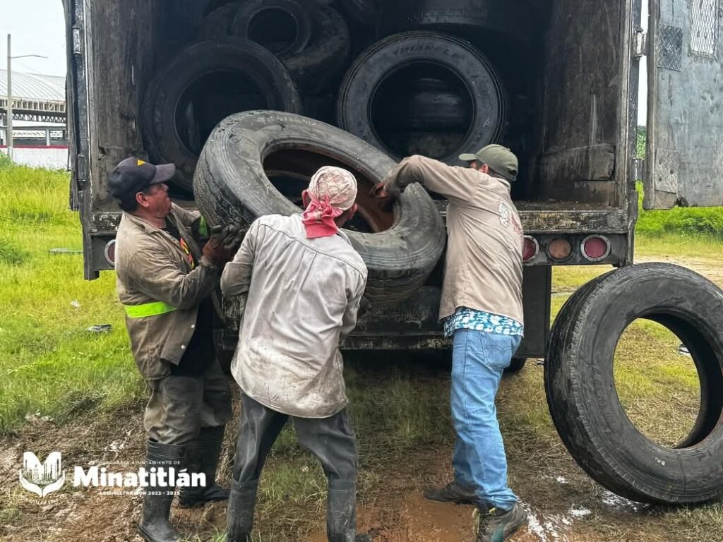 Minatitlán refuerza acciones ambientales con el envío de más de 17 toneladas de llantas para su disposición final