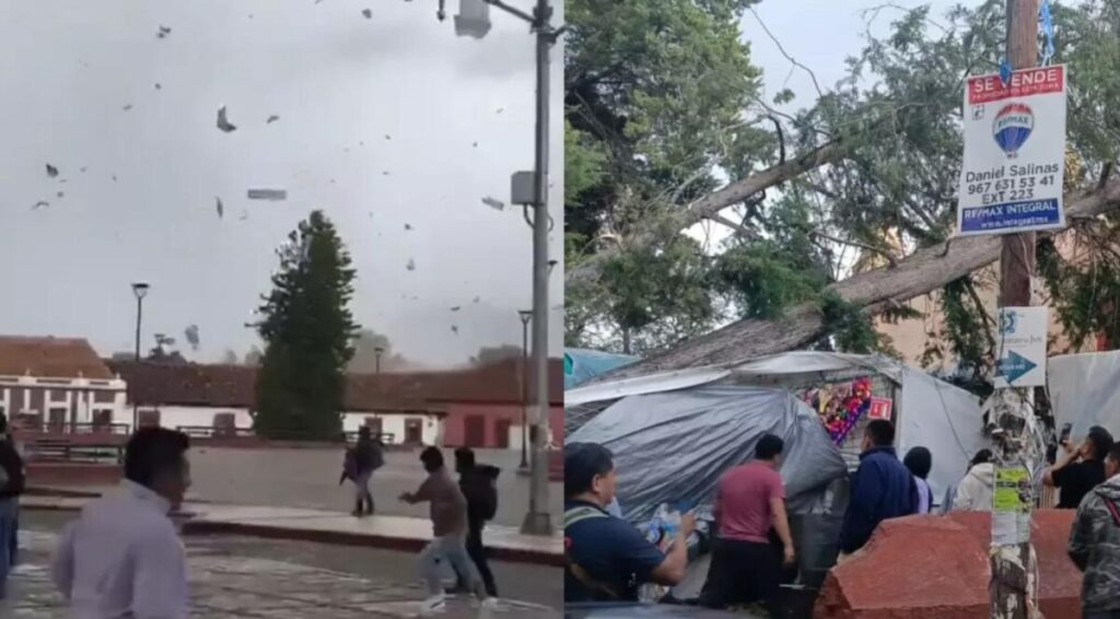 VIDEO: Dos tornados azotan San Cristóbal de las Casas: daños en techos y árboles caídos