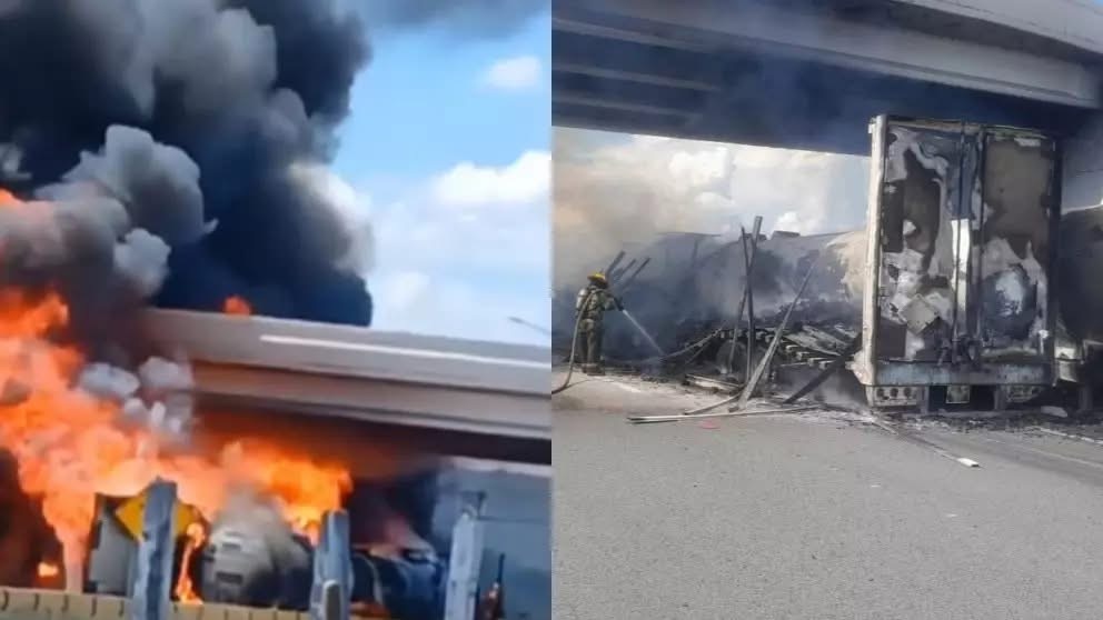 Otra pipa se incendia tras chocar contra un tráiler en Apodaca, Nuevo León Otra pipa se incendia tras chocar contra un tráiler en Apodaca, Nuevo León