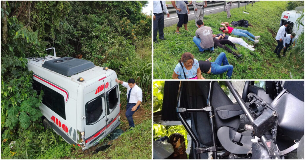 Pasajeros resultan lesionados tras accidente de unidad ADO en la carretera Coatzacoalcos–Agua Dulce