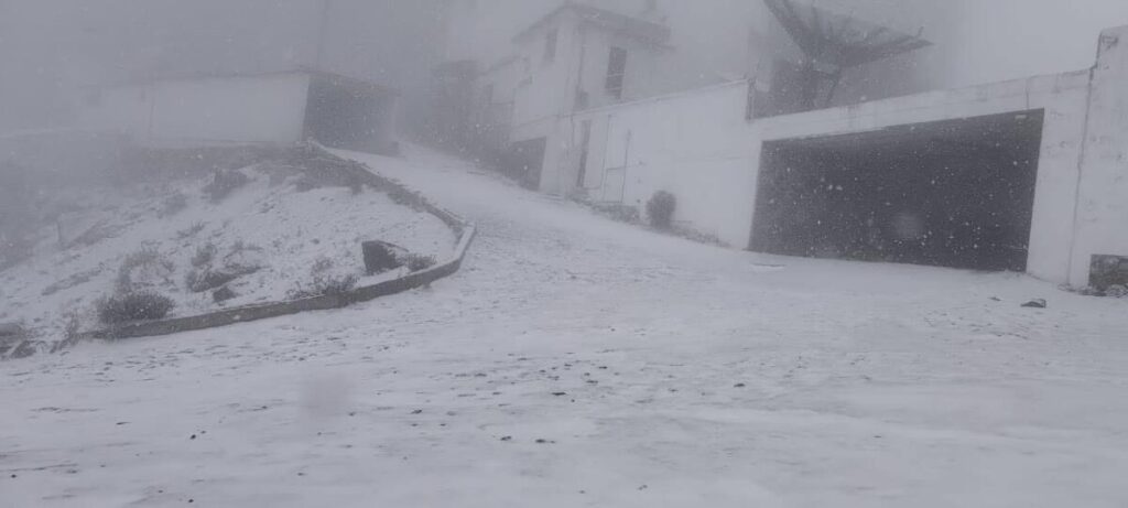 Reportan la primera caída de nieve en el Cofre de Perote