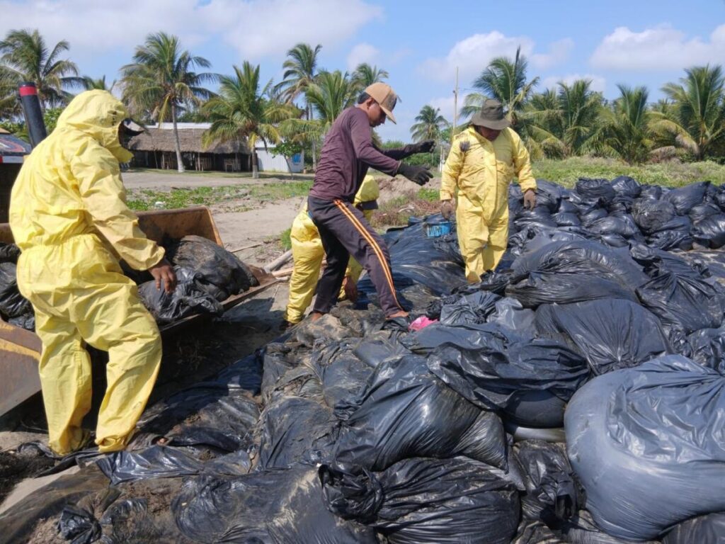 Comienzan a remover bolsas que si contenian hidrocarburo y sargazo en playa de Veracruz. Comienzan a remover bolsas que si contenian hidrocarburo y sargazo en playa de Veracruz.