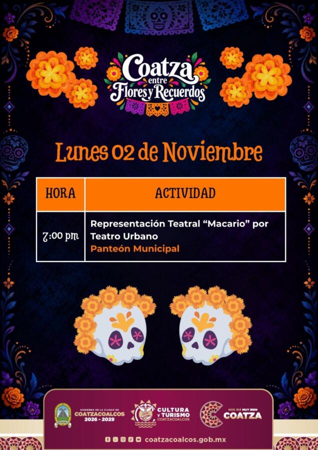 Celebrará Coatzacoalcos el Día de Muertos con cinco días de actividades culturales Celebrará Coatzacoalcos el Día de Muertos con cinco días de actividades culturales